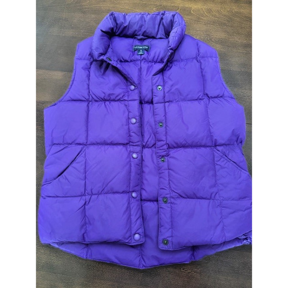 Lands End Goose Down Vest Women S 6 8 PURPLE Puffer Pockets Quilted Nylon Jacket - Picture 1 of 9